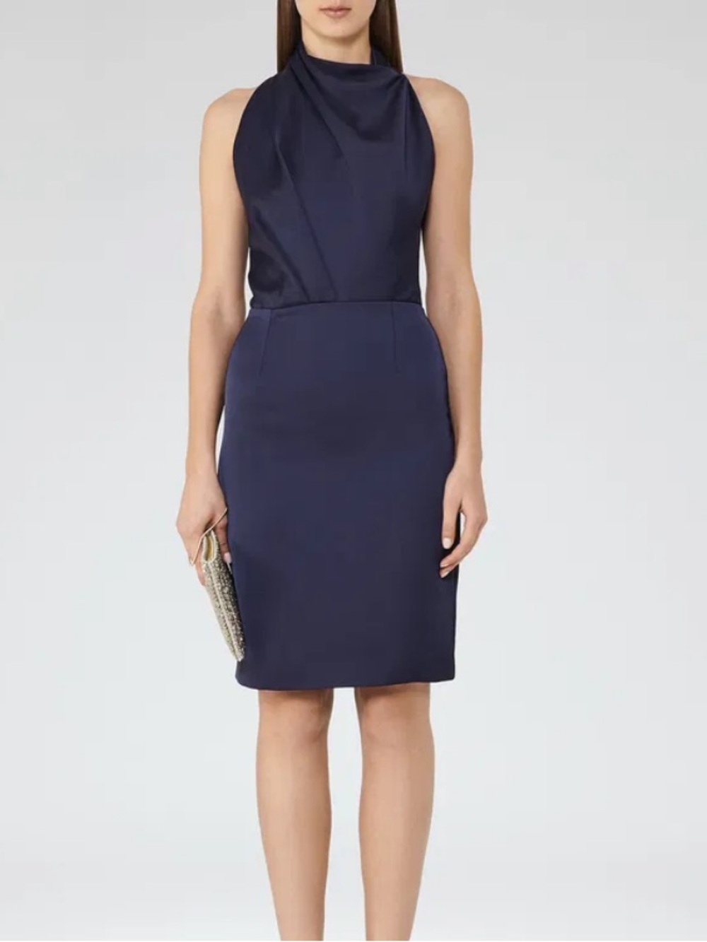 Reiss Halter Neck Navy Cocktail Event Formal Dress Sz 4